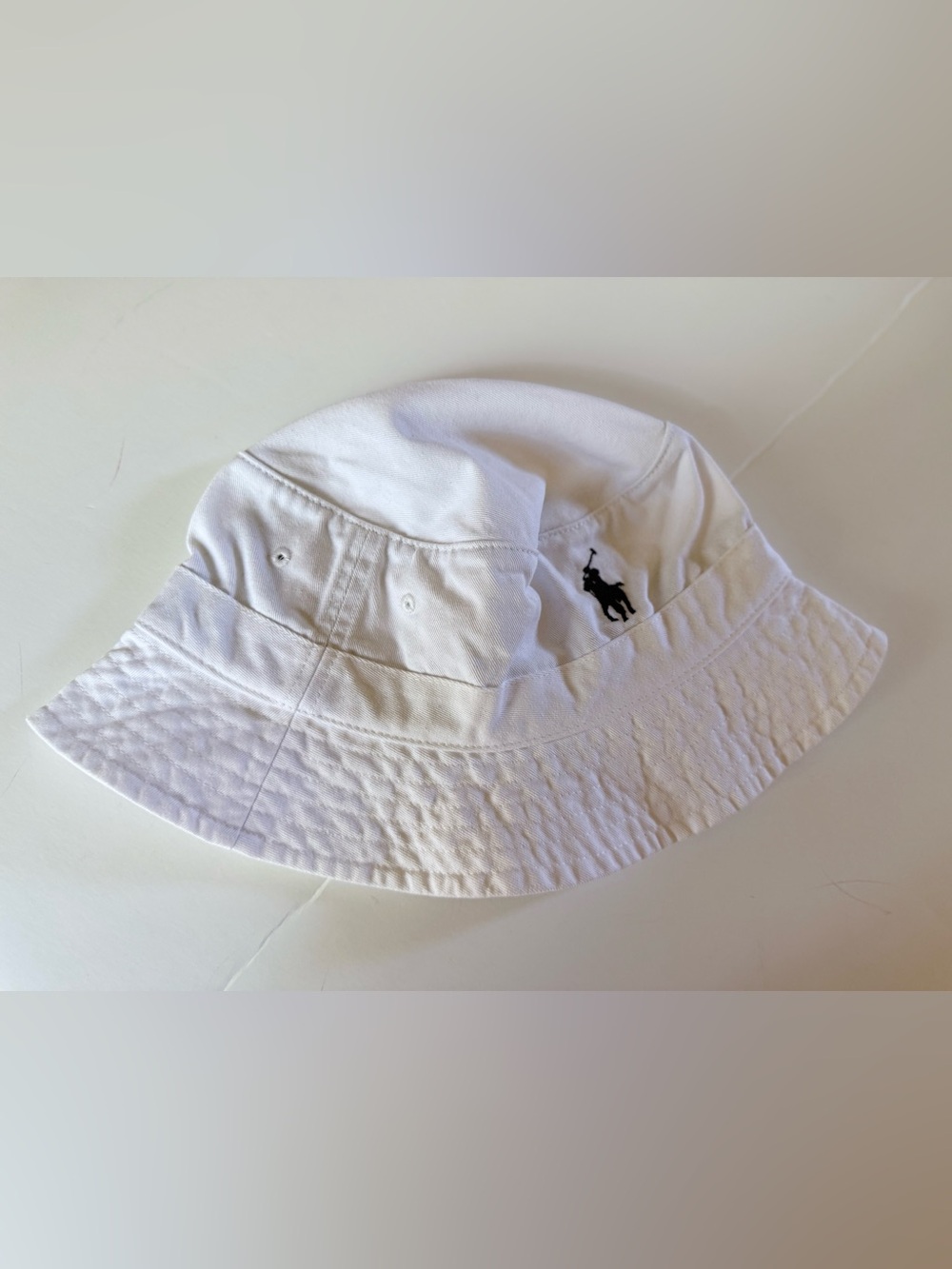 NWT Polo Ralph Lauren White Cotton Twill Bucket Hat Unisex S/M 58cm